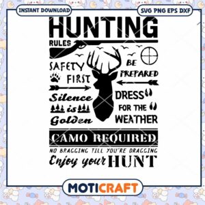 Deer Hunting Rules Svg, Hunting Poster Svg, deer silhouette svg