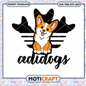 Corgi Adidogs Svg, Adidas logo Svg, corgi silhouette Svg