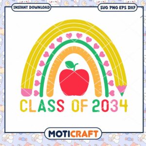 Class Of 2034 Grow With Me Kindergarten Svg, Rainbown Svg