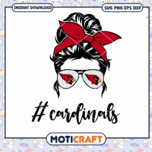 Cardinals Red Solid Bow Messy Bun Svg, Mom Life Svg, Messy Bun Svg