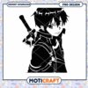 Silhouette of Anime Character with Sword PNG Instant Download