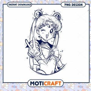 Sailor Moon PNG Line Art Instant Download