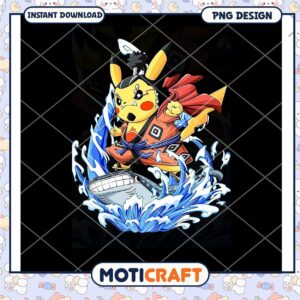 Pikachu Surfing PNG Design