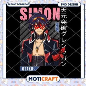 Option 1 (Focus on character)  Simon Anime PNG Design Instant Download