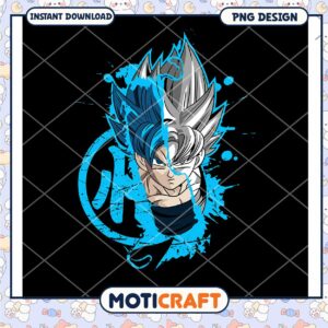Goku Blue & White PNG Design