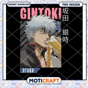 Gintoki Sakata Drinking PNG Design