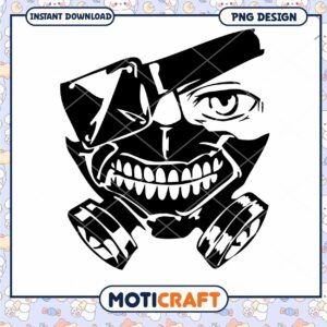 Gas Mask Grin PNG Design Instant Download