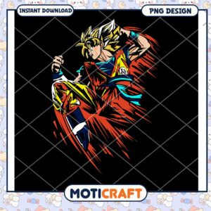 Dragon Ball Z Super Saiyan PNG Art for Instant Download