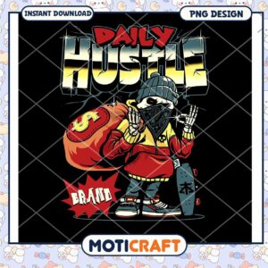 Daily Hustle Skull PNG Design