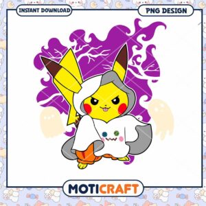 Cute Pikachu in Costume PNG Design for Instant Download Art
