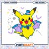 Cute Halloween Pikachu with Bat Wings PNG Instant Download Art