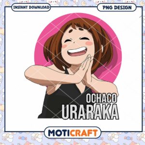 Cheerful Ochaco Uraraka PNG Design for Instant Download