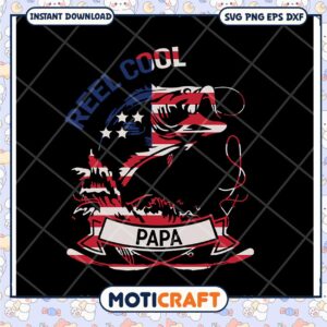 Patriotic Fishing Papa SVG Design