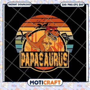 Papasaurus SVG Retro Dinosaur Design