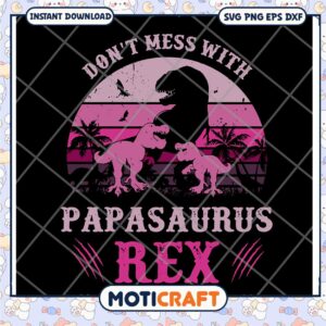 Papasaurus Rex SVG Retro Dinosaur Design