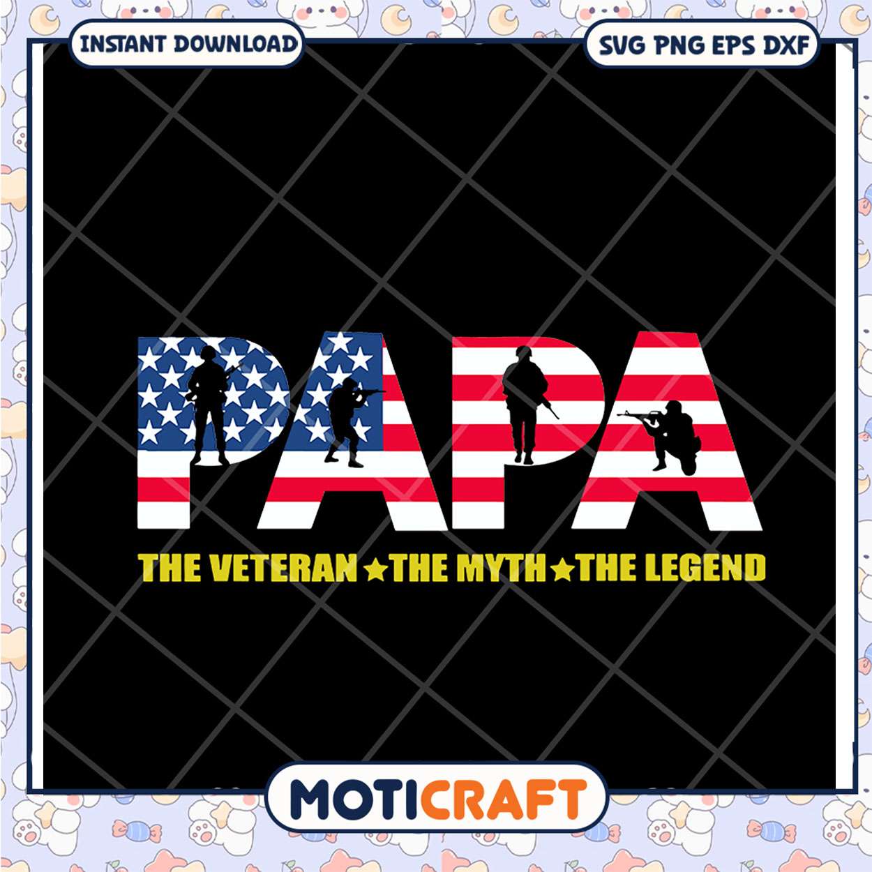 Papa The Veteran The Myth The Legend SVG Design for Download Papa The Veteran The Myth The Legend SVG Design for Download