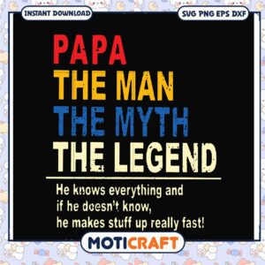 Papa The Man The Myth The Legend Funny SVG Quote Design
