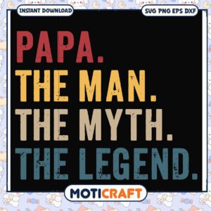 Papa The Man The Myth The Legend SVG Instant Download Design