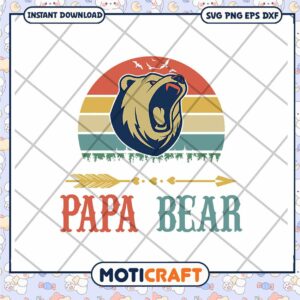 Papa Bear SVG Retro Design Instant Download