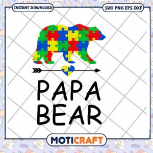 Papa Bear Autism Puzzle SVG Cut File