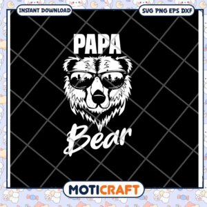 Papa Bear Cool Sunglasses SVG Download for Father’s Day Gifts