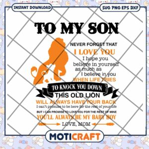 Lion Mom To Son SVG Cut File