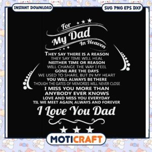Heartfelt SVG Design for Dad in Heaven with Loving Message