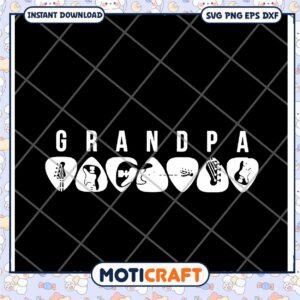 Grandpa Guitar Picks SVG Design