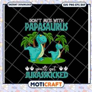 Funny Papasaurus Dinosaur SVG Design for Fun Crafts Download