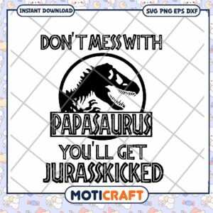 Funny Papasaurus Design Instant Download SVG for Dino Lovers