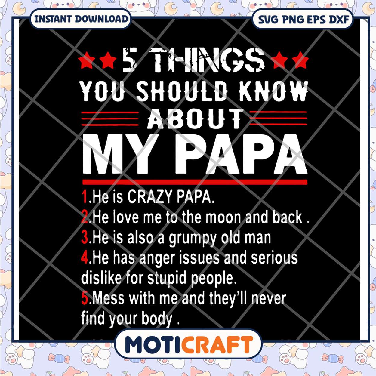 Five Fun Facts About My Crazy Papa SVG Design Download Five Fun Facts About My Crazy Papa SVG Design Download