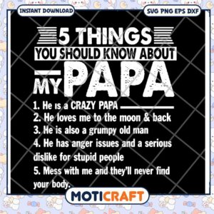 Five Fun Facts About My Crazy Papa SVG Download Design