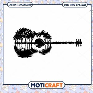 Guitar beach scenery svg