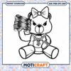 Female Gangster Teddy Bear Money Stack svg, bear outline svg