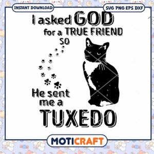 I Asked God For A True Friend So He Sent Me A Tuxedo Svg, Cat Svg