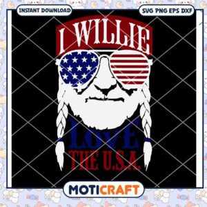 I Willie Love The USA Flag Svg, Willie Nelson 4th Of July Svg