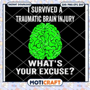 I Survived A Traumatic Brain Injury What's Your Excuse Svg, Brain svg