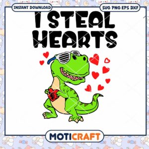 I Steal Hearts Trex Dino Svg, Dinosaur Love Svg, Dinosaur svg
