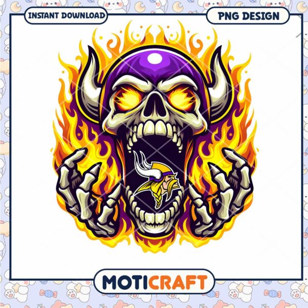Viking Skull Flame Design Instant Download PNG Graphic Art