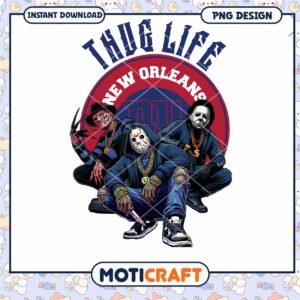 Thug Life New Orleans Horror Icons PNG Design for Instant Download