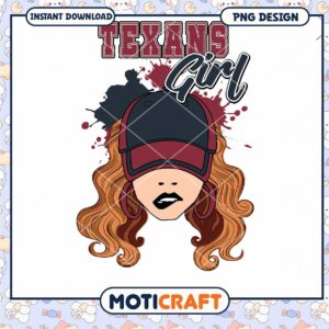 Texans Girl PNG Design for Instant Download Stylish Art Print