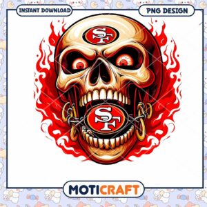 SF 49ers Skull PNG Design Instant Download