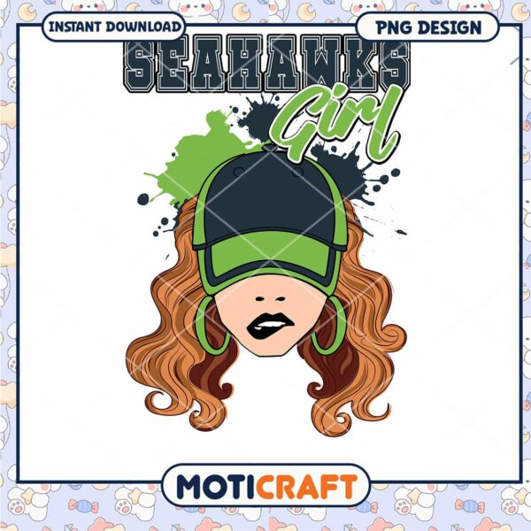 Seahawks Girl PNG Design Instant Download for Fans and Crafters