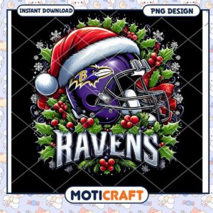 Ravens Christmas Helmet PNG Design