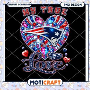 Patriots Rhinestone Heart PNG Design