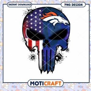 Patriotic Denver Broncos Punisher Skull PNG