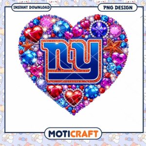 NY Giants Heart Jewelry PNG Design Instant Download for Fans
