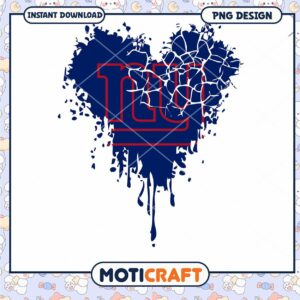 NY Giants Cracked Heart PNG Design