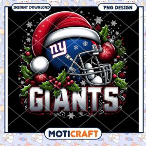 NY Giants Christmas Helmet PNG Design