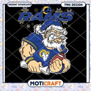 NFL Rams Santa PNG Design Instant Download